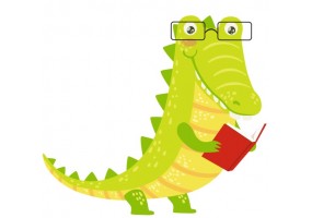 Sticker crocodile en lecture