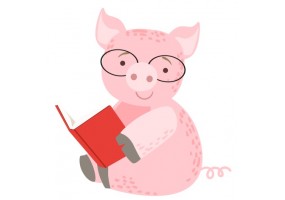 Sticker cochon en pleine lecture