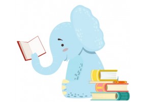 Sticker elephant en lecture