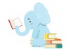 Sticker elephant en lecture