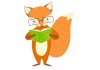 Sticker petit renard en pleine lecture