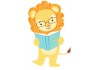 Sticker lion en lecture
