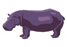 Sticker hippopotame violet grand