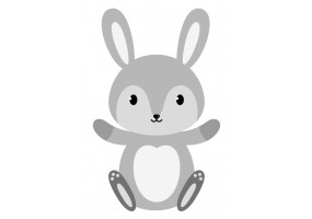 Sticker petit bebe lapin gris