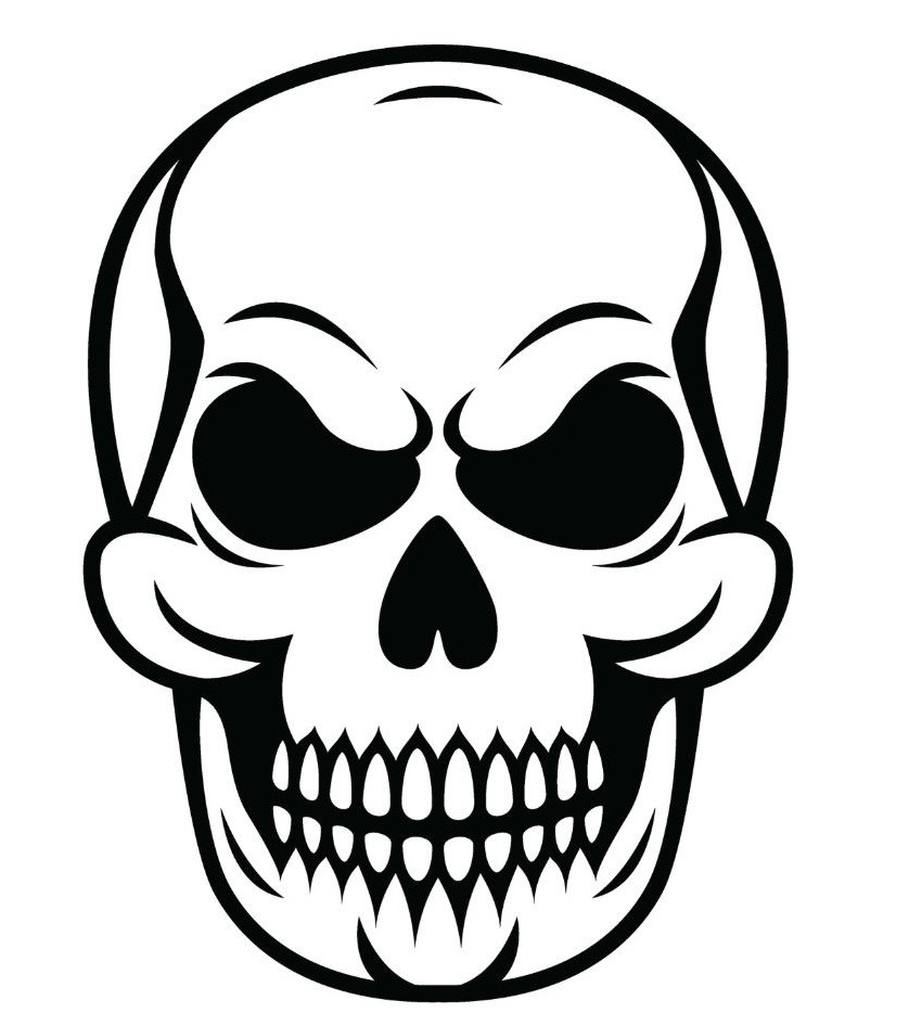 Stickers Deco Tete De Mort Noir Et Blanc