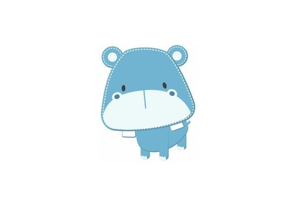 Sticker Hipopotame face bleu