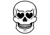 Sticker tete de mort yeux en coeur
