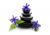 Sticker zen galet fleur violette