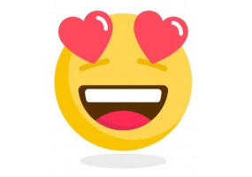 Autocollant smiley coeur dans les yeux