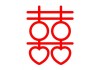 Sticker chinois coeur rouge